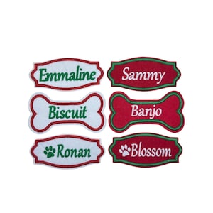 Custom Personalized Felt Iron On Or Sew On Embroidered BOLD FONT Christmas Stocking Name Tag Patch (1 Patch)