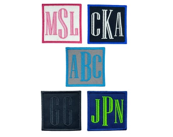 Monogram Iron-On Patch – Custom Colors Engraved Font Initial Name Tag (3" x 3")