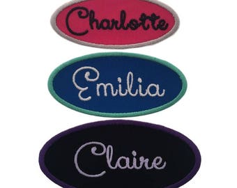 Custom Embroidered Name Patch - Iron On or Sew On, Oval