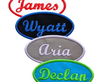 Custom Name Patch – Oval Embroidered Iron On Retro Script Tag