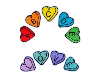 Embroidered Felt Conversation Heart Initial Letter Patch - Iron On Or Sew On - Many Colors Available! (1 Patch)