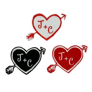 Heart With Arrow Custom Felt Initials Patch - Iron/Sew On Perfect For Bachelorette Parties, Engagements, Weddings, Valentine's Day (1 Patch)