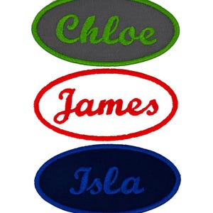 Custom Name Patch – Oval Embroidered Iron On Retro Script Tag