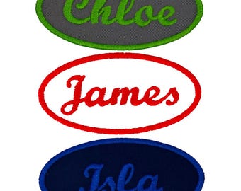 Custom Name Patch – Oval Embroidered Iron On Retro Script Tag