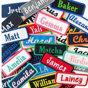 Custom Embroidered Name Patch – Iron On, Sew On, or Velcro Hook Fastener (3.75" x 1.5")