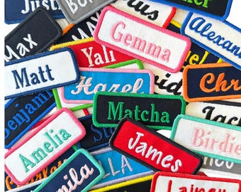 Custom Embroidered Name Patch – Iron On, Sew On, or Velcro Hook Fastener (3.75" x 1.5")