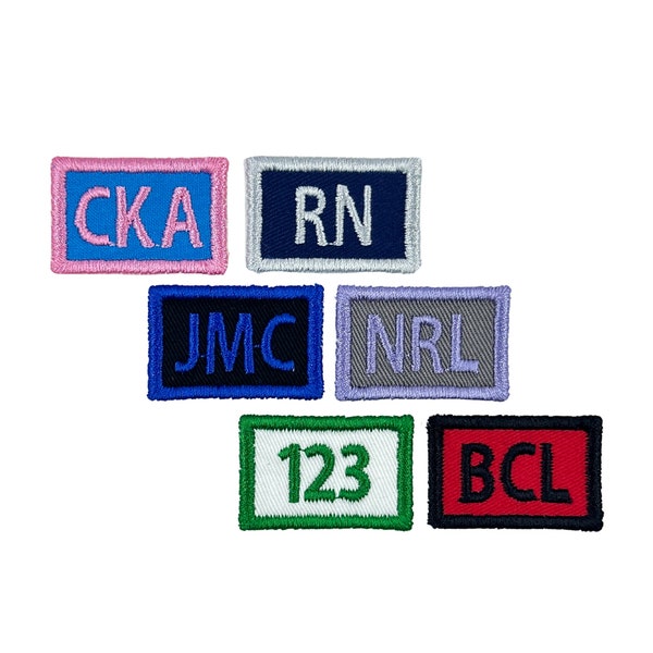 Mini Initials Custom Personalized Iron On Name Patch - Small Size 1.5" x 1" - For Backpacks, Jackets, Masks, Etc (1 Patch)