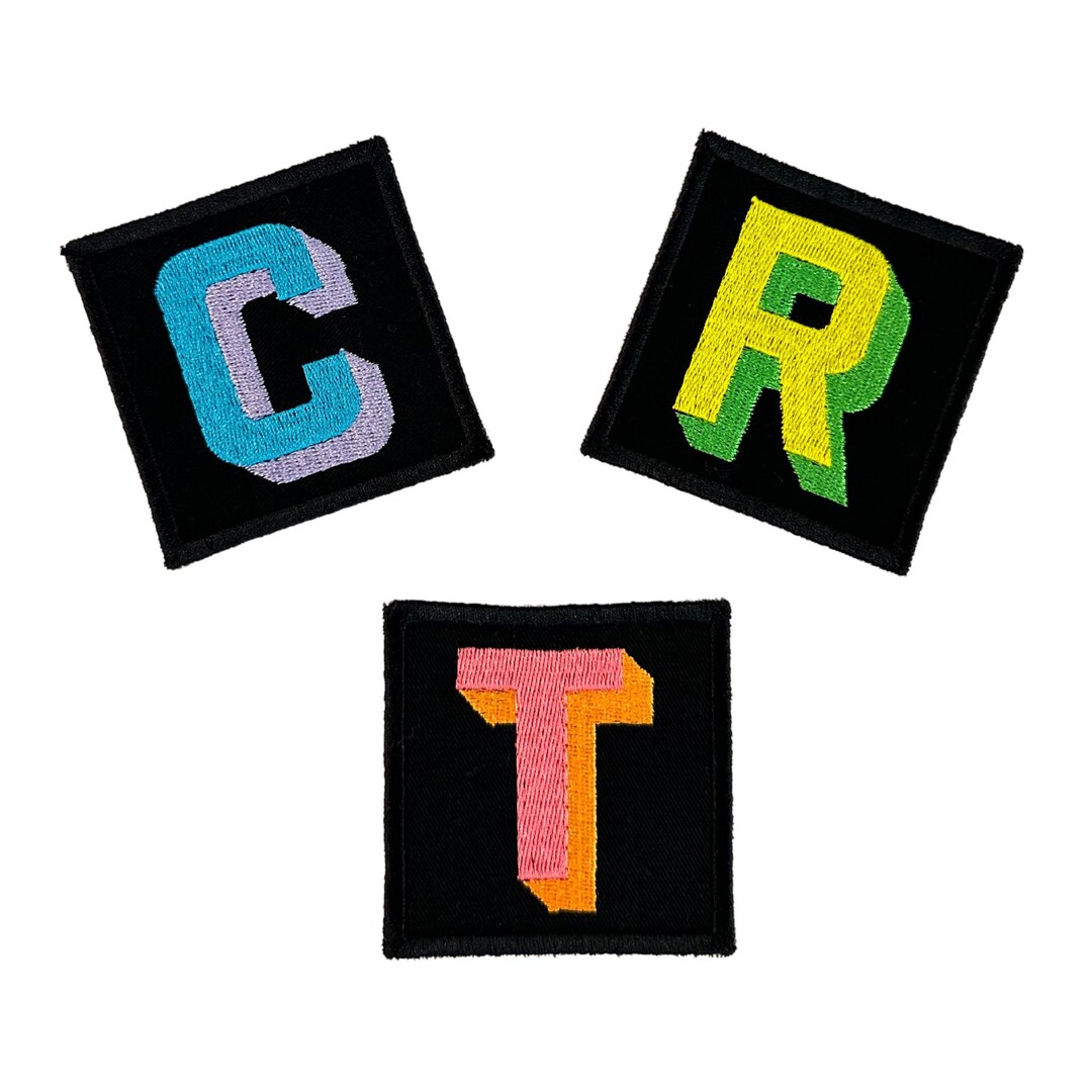 Embroidered Initial Patch: Iron on Shadow Block Letter (2.75