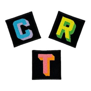 Iron On Shadow Block Letter Embroidered Initial Patch - 2.75&quot; x 2.75&quot; - Iron On Or Sew On - For Backpacks, Jackets, Gifts And More (1 Patch)