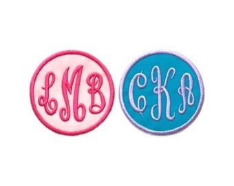 Custom Personalized SCRIPT Circle Monogram Name Patch- 3" x 3" - For Backpacks, Jackets And More -Embroidered Tag-Iron On Or Sew On(1 Patch)