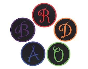 Custom Embroidered Initial Patch – Iron-On Black Twill (3"x3")