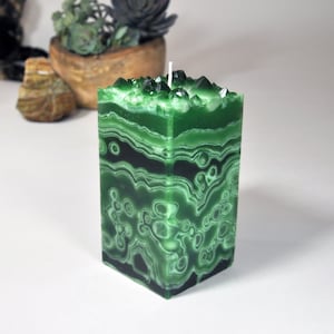 Malachite Matrix Crystal Geode Pillar Candle FREE SHIPPING!