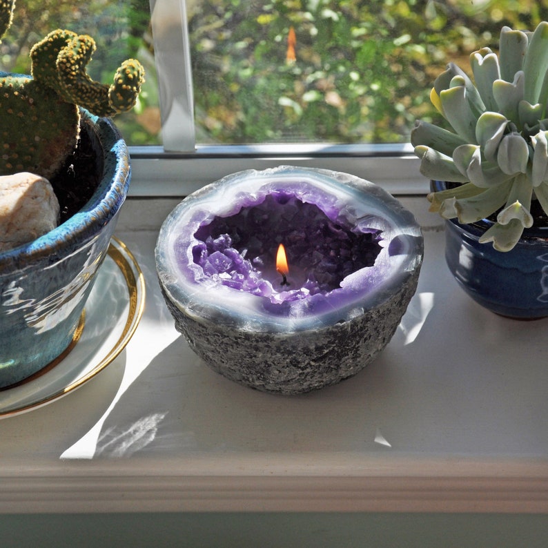 Crystal Geode Amethyst Candle Etsy UK