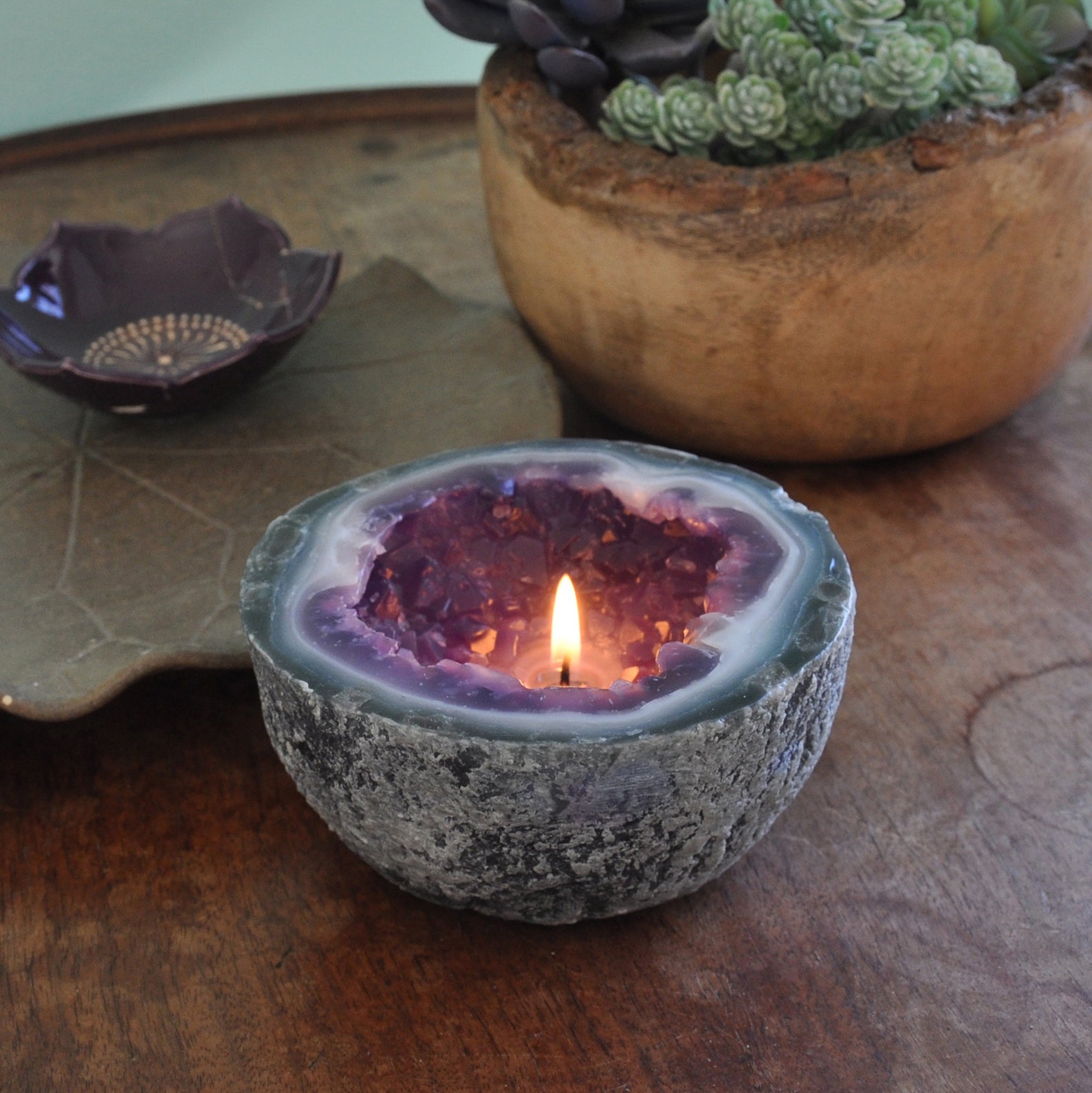 Crystal Geode Amethyst Candle Etsy