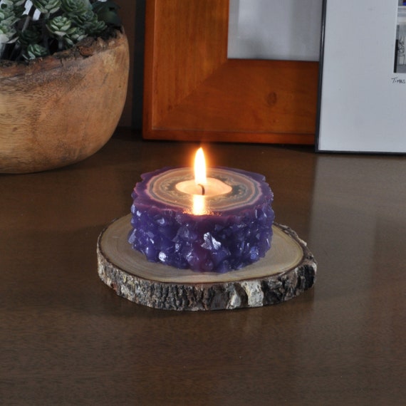 Amethyst Flower Stalactite Crystal Geode Agate Candle Votive Etsy