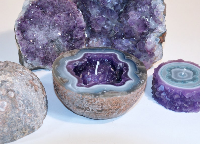 Crystal Geode Amethyst Candle Etsy