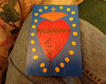 Sacred Heart of Jesus Wooden Plaque, Full heart