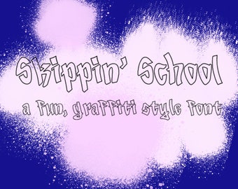 Skippin School Hand Lettered Graffiti Font | Casual Font | Invitation Font | Outline Font | Procreate Font | Crafting Font |