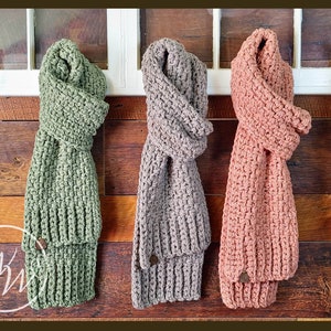 Crochet Pattern Cypress Scarf moss stitch, super bulky, unisex, tested, and tech edited crochet pattern for advanced beginners