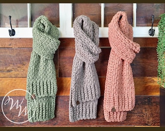 Crochet Pattern Cypress Scarf moss stitch, super bulky, unisex, tested, and tech edited crochet pattern for advanced beginners