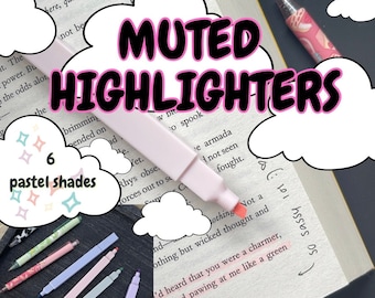 Pastel Highlighters: Muted Colors, Book Annotation, Set of 6