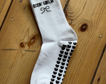 White Book Girlie Pilates Socks: Bookish Reading Accessory