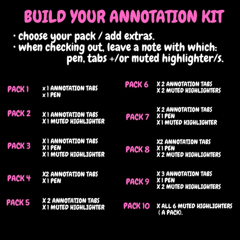 BUILD YOUR OWN - Annotation Stationary Kits | Annotated Book Kits ...