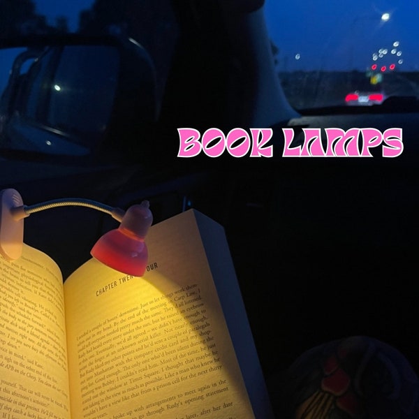 BOOK READING LAMPS pink white | Bookish | Paperbacks | Hardcover | Book Light | Books | Book Accessory | Book Gifts | Bookish Gift | Reading