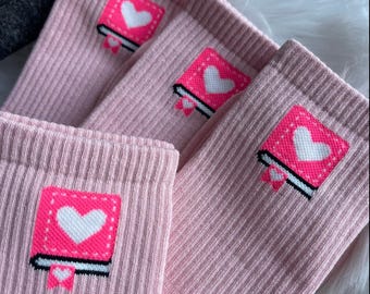 Book Socks: Pink Heart Book Design, Booktok Reader Gift