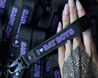 BAT BOYS keychain Wrist Lanyard: Embroidered Woven Logo ACOTAR acomaf