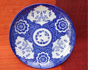Große Blaue Imari Yaki Ladeplatte Antik Imari Wear Arita Yaki Platte