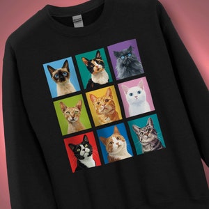 Custom Cat Sweatshirt For Kitty Lover Cute Kitten Sweatshirt Gift For Her Feline Person Idea Art Print Tabby Calico Persian Siamese Oriental