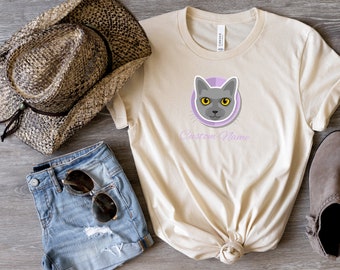 Iconische kat shirt op maat voor grijze kat minnaar cadeau grijze kat ontwerp aangepaste kat cadeau verjaardag kat moeder grijze kat kunst kat cadeau voor vrouwen symbool