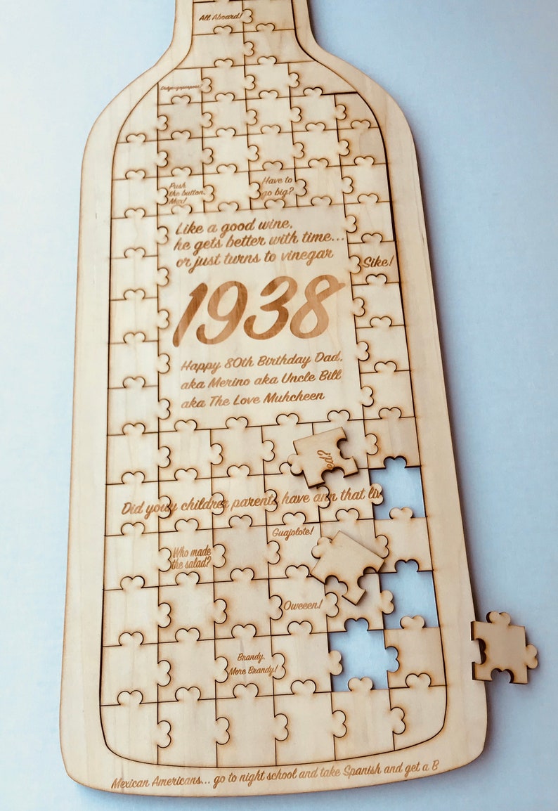 Custom wine Wedding guest book wood,Jigsaw guestbook,Guest book Alternative,Personalized puzzle,Wedding Birthday Wedding Puzzle guest book