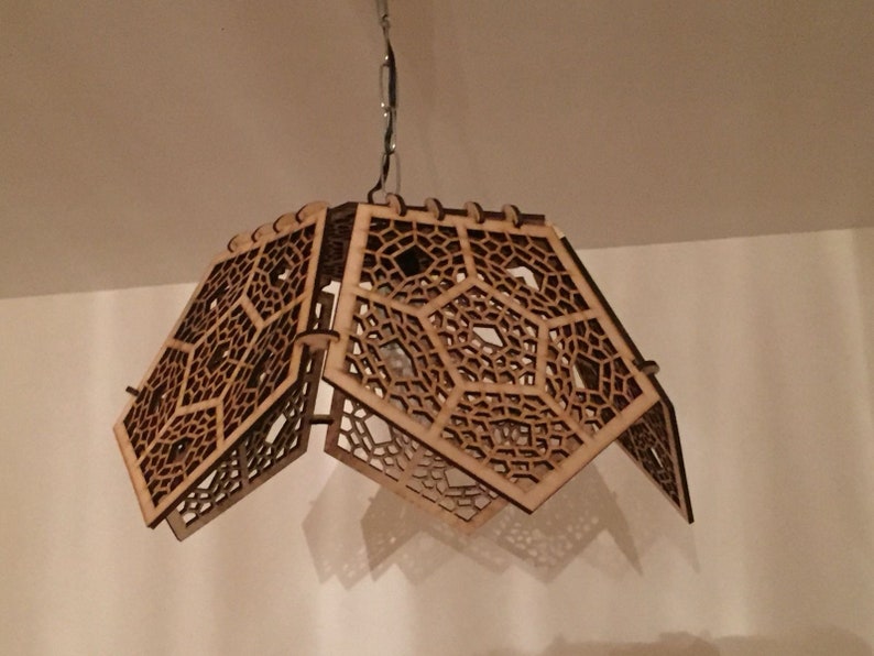 Wooden Lampshade Geometric Laser Cut Wood Lamp Shade Plywood Rustic Handmade