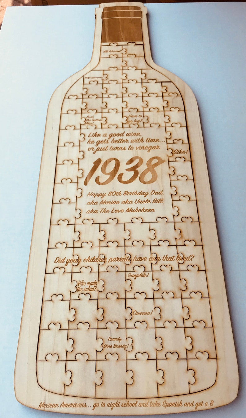 Custom wine Wedding guest book wood,Jigsaw guestbook,Guest book Alternative,Personalized puzzle,Wedding Birthday Wedding Puzzle guest book