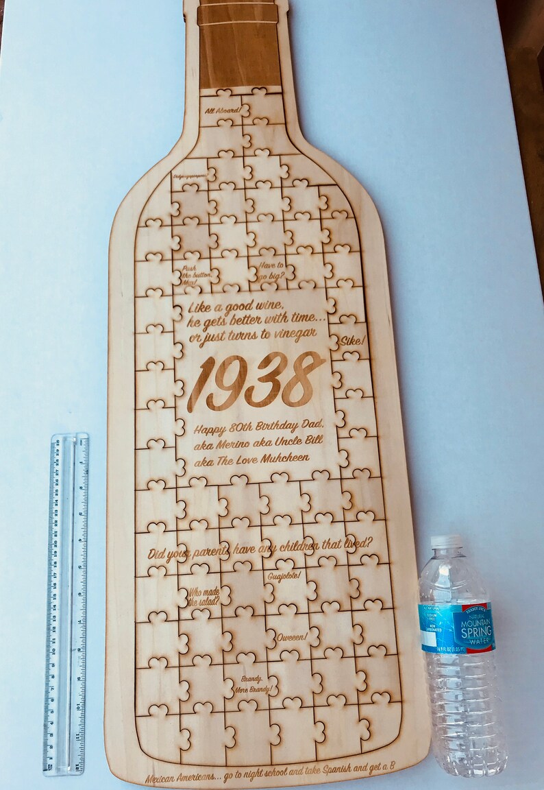 Custom wine Wedding guest book wood,Jigsaw guestbook,Guest book Alternative,Personalized puzzle,Wedding Birthday Wedding Puzzle guest book