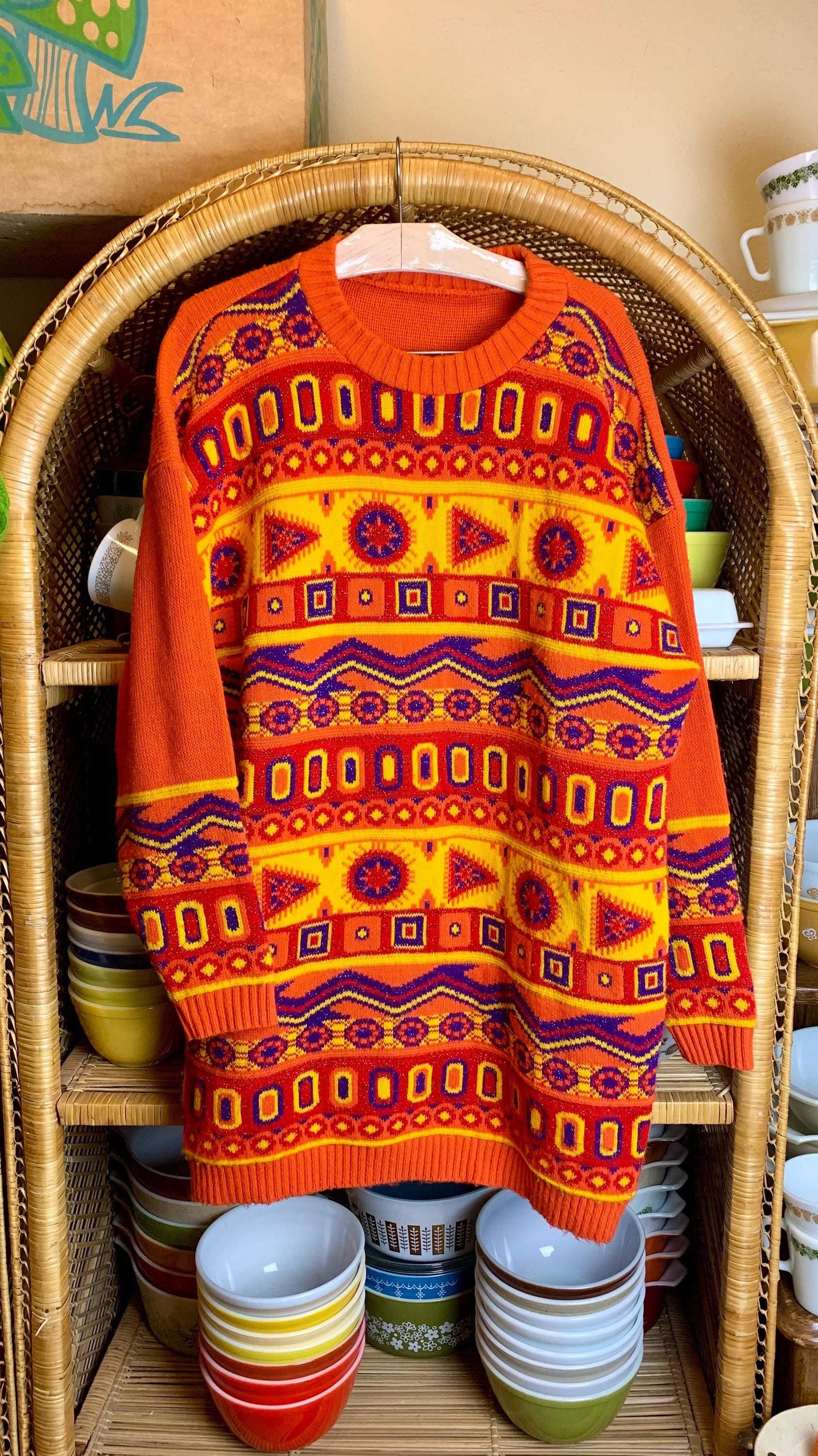 1980s Orange Sweater - Etsy
