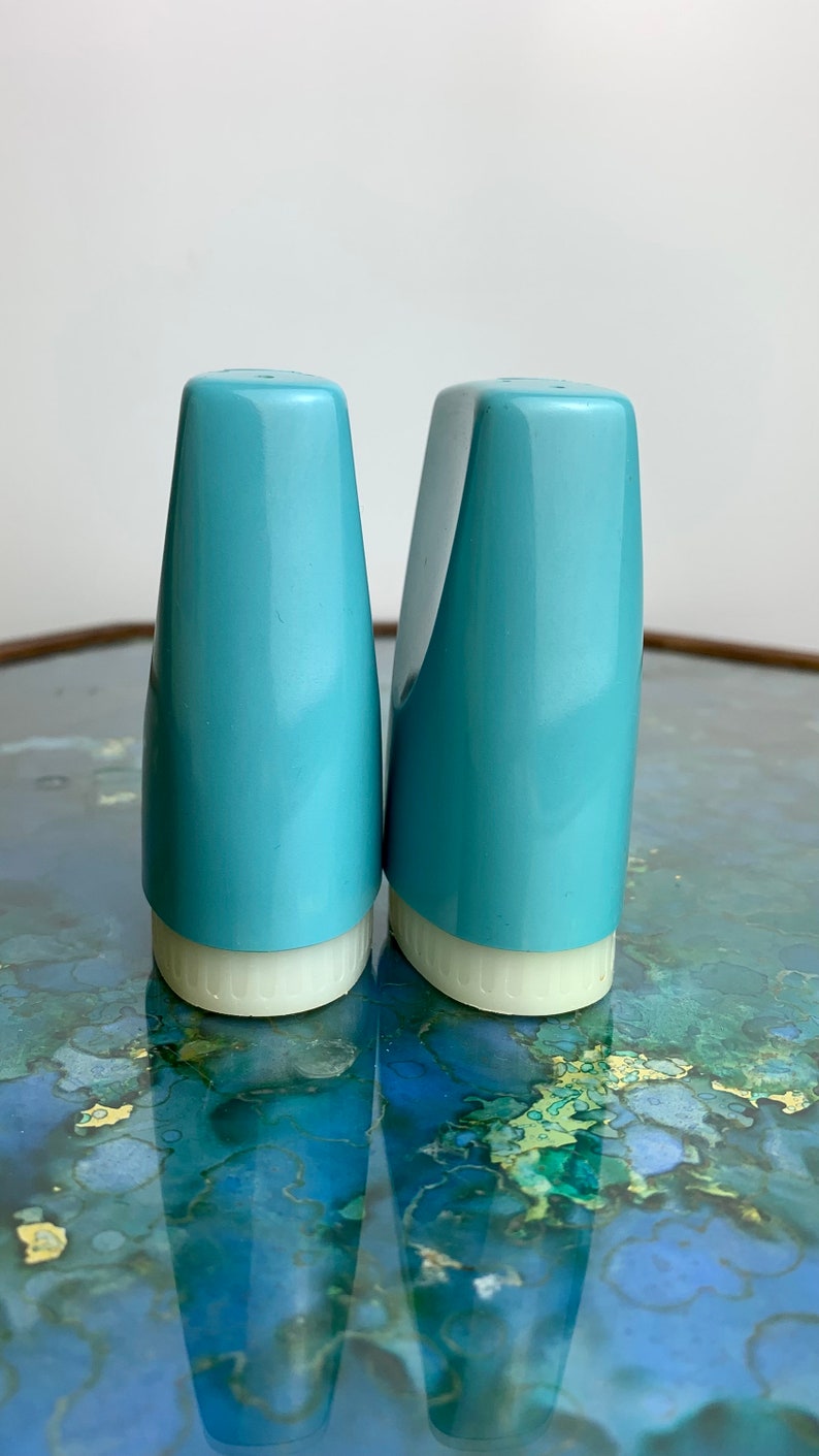 Vintage Turquoise Blue Melamine Plastic Boontonware Salt and Etsy