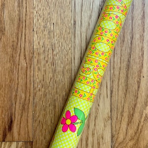 Vintage Yellow Pink and Green Vibrant Happy Birthday Wrapping Paper Roll New in Packaging | Retro Groovy Flower Power Gift Wrap 1960s 1970s