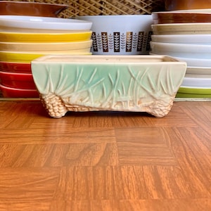 Vintage McCoy Pottery Rectangular Pinecone Ceramic Window Box Planter | 1950s 1960s Decor MCM Mid Century Cottagecore
