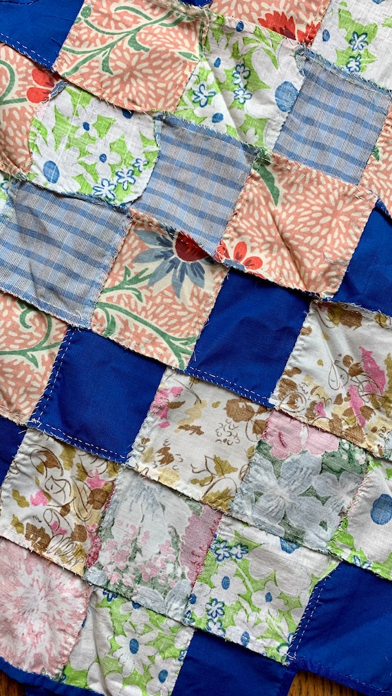 Vintage Hand Made Patchwork Kitchen Apron with Cu… - image 9