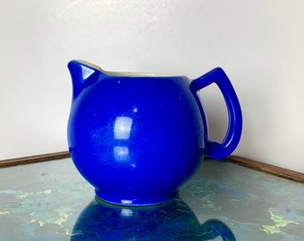 Vintage Blue Ceramic Cream Pitcher Made in Czechoslovakia Farmhouse Decor 7547