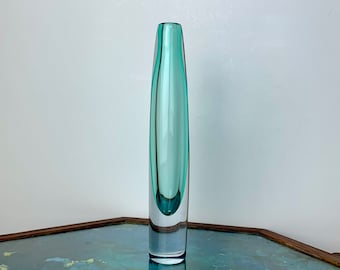 Vintage Strombergshyttan Clear and Aqua Blue Swedish Sputnik