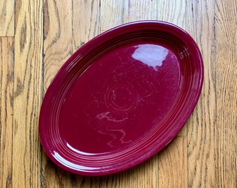 Fiestaware Claret Oxblood Red Ceramic 13.5" Oval Serving Platter or Tray Homer Laughlin Made in USA Lead Free Dinnerware Thanksgiving Fiesta