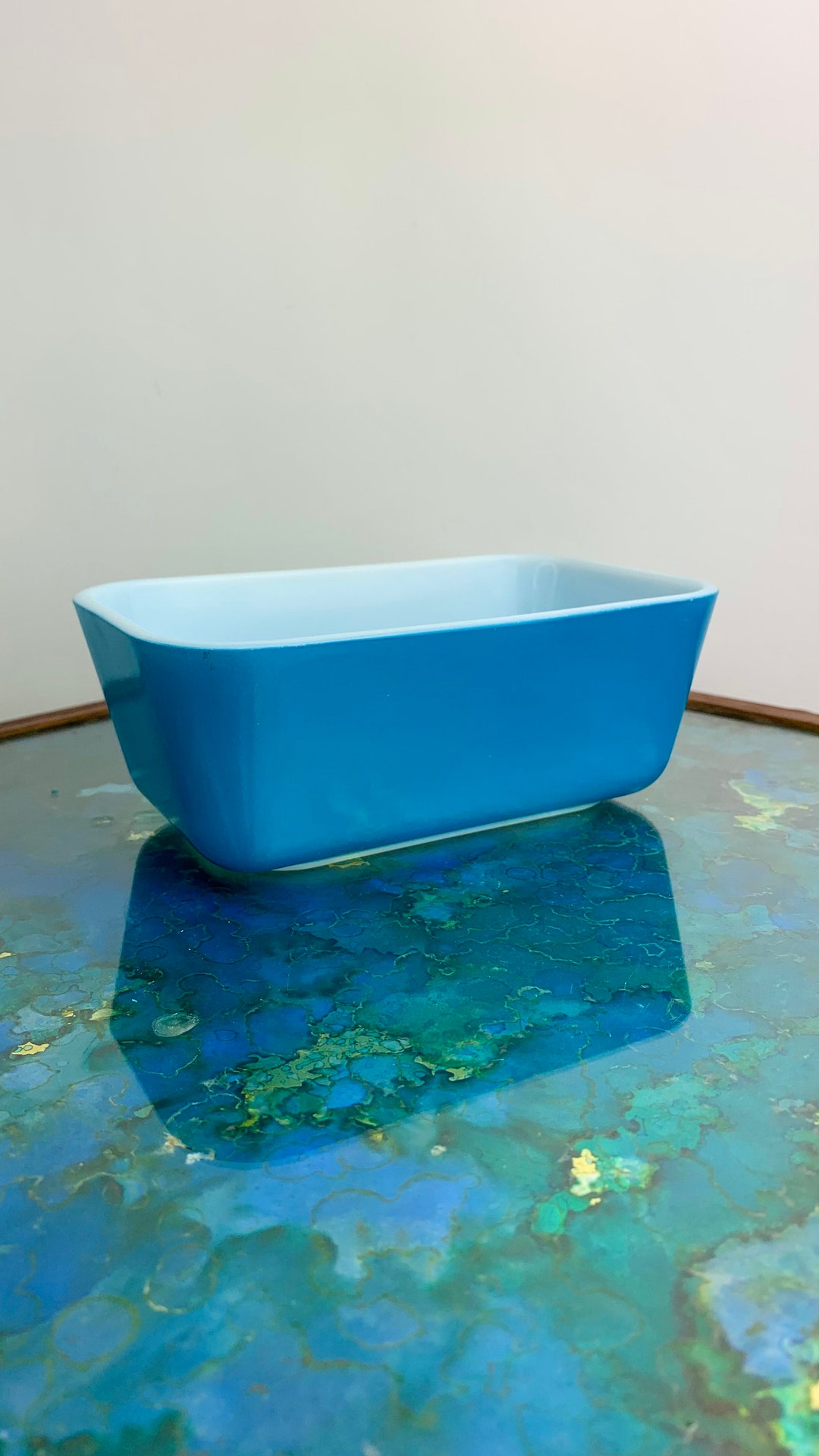 Vintage Primary Blue Pyrex 502 Fridgie Refrigerator Dish no Lid Retro