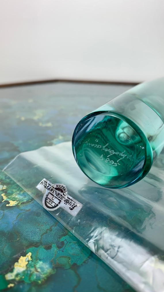 Vintage Strombergshyttan Clear and Aqua Blue Swedish Sputnik
