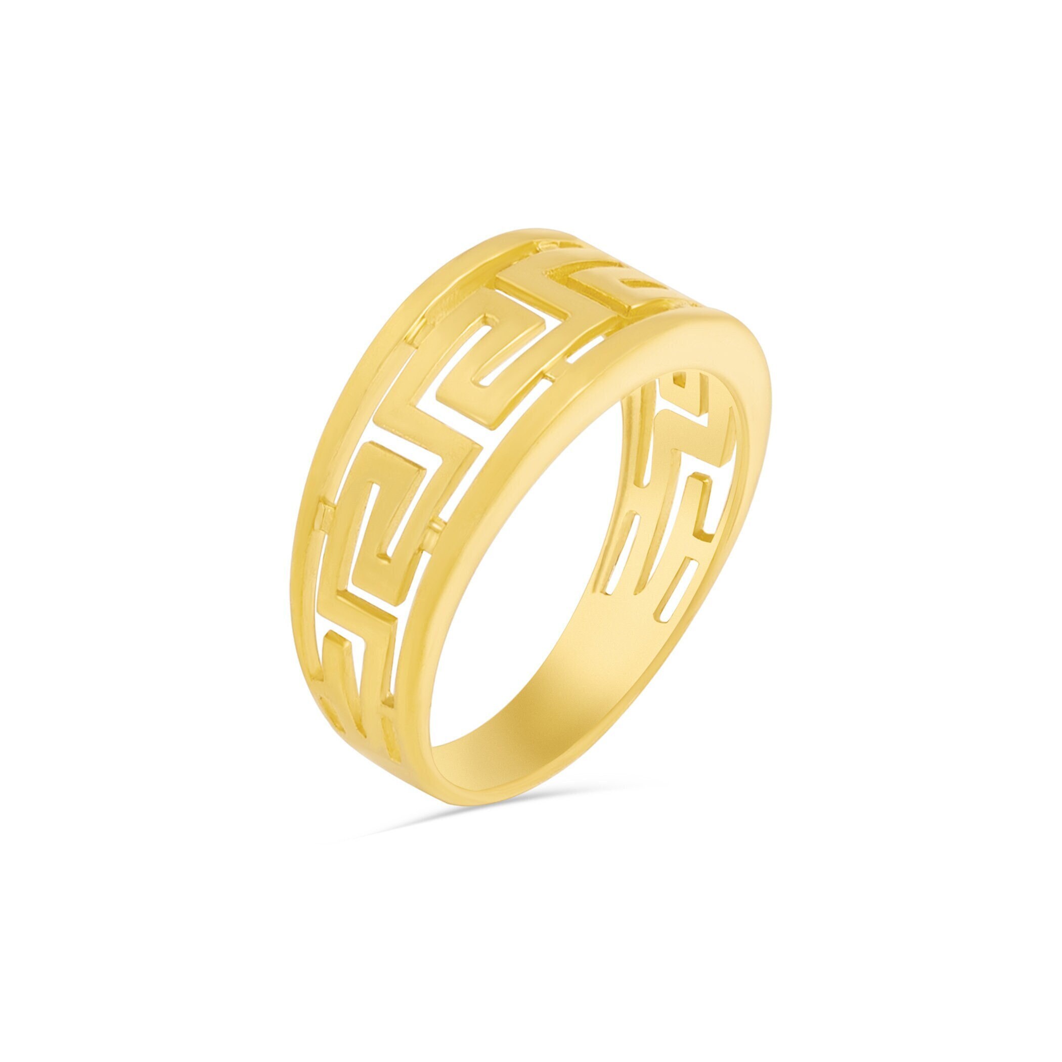 Gold Greek Key Ring, 14k Gold, Meander Symbol, Ancient Greek, Handmade