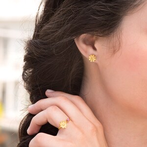 Octapetalos Rodakas Stud Earrings, 14k Gold, Flower Earrings, Ancient Greek Patterns, Gift for Her, Nature Theme, Handmade Earrings, Classic image 3