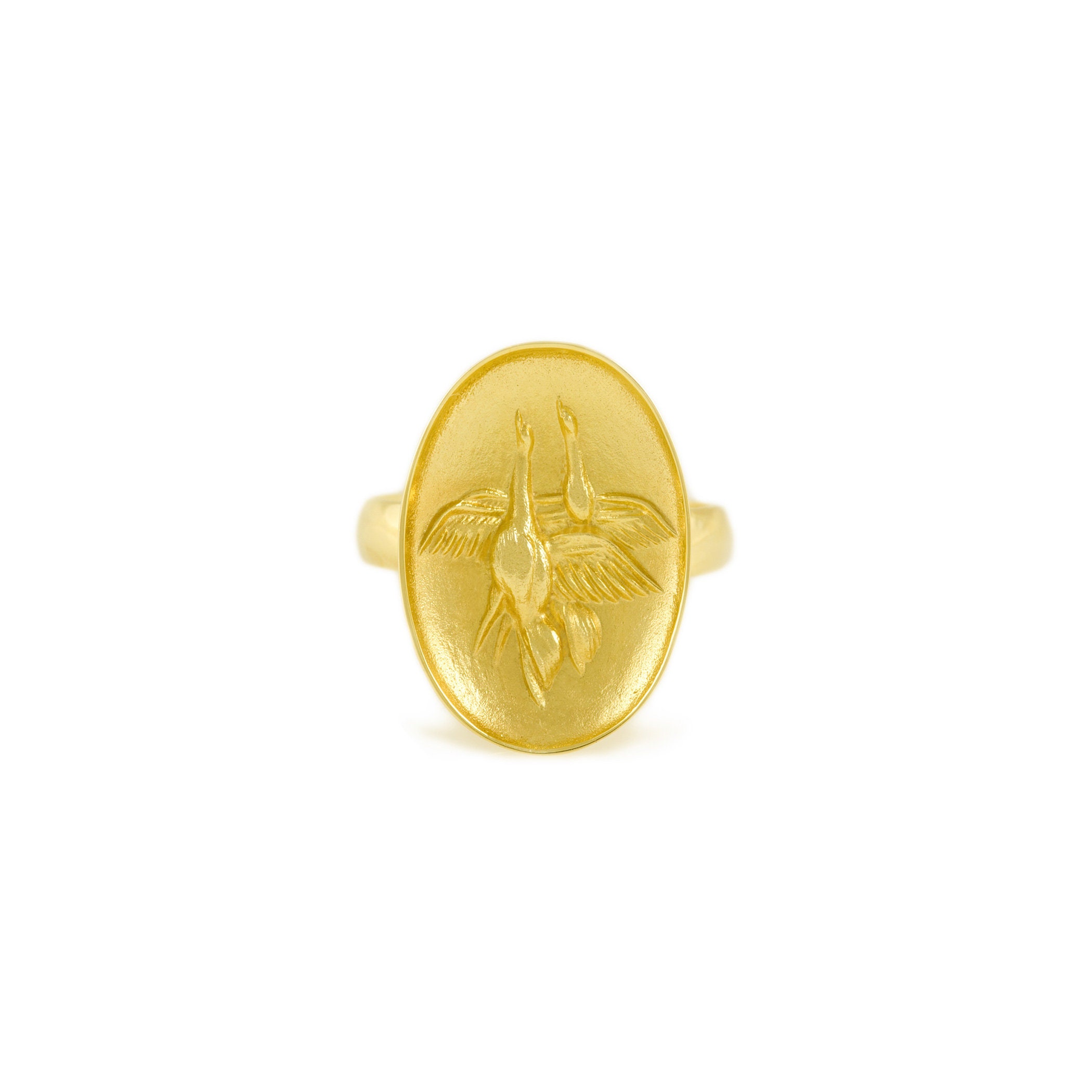 Gold Signet Birds Ring, 14k Gold, Birds Ring, Gold Seal Ring, Hellenic ...